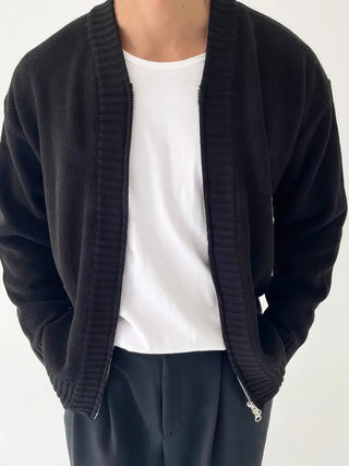 knit zipper cardigan