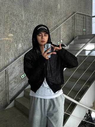 black mesh sweater