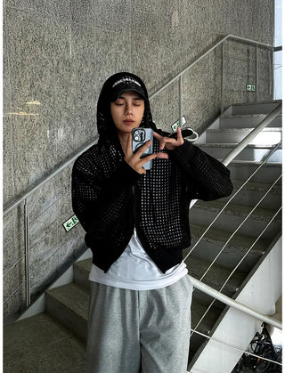 black mesh sweater