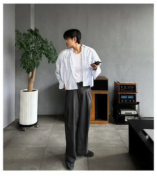 gray pleated pants