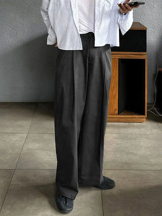 gray pleated pants