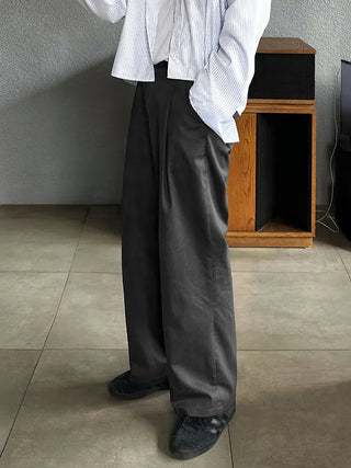 gray pleated pants