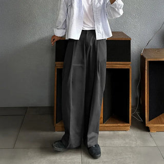 gray pleated pants
