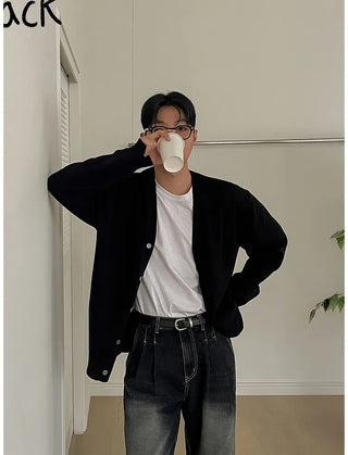 black knit cardigan