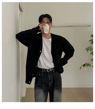black knit cardigan