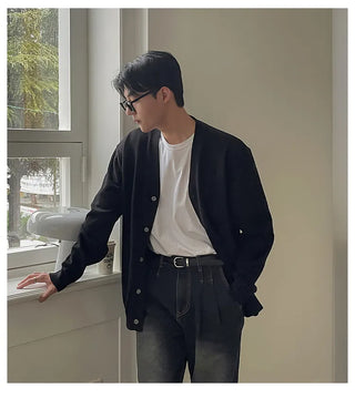 black knit cardigan