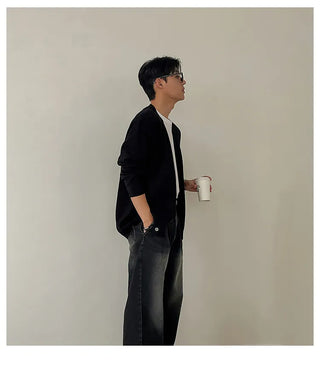 black knit cardigan
