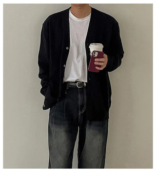 black knit cardigan