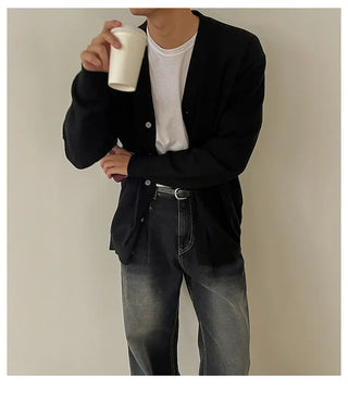 black knit cardigan