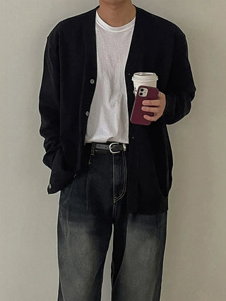 black knit cardigan