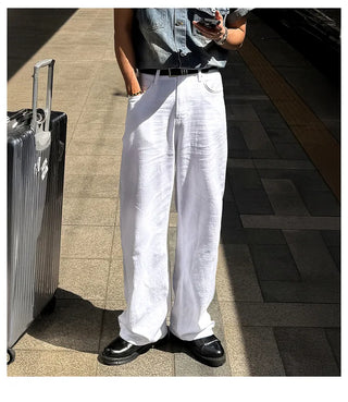 linen straight pants