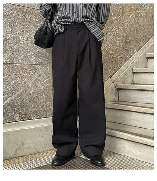 black pleated pants