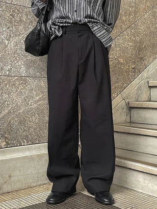 black pleated pants