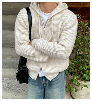 striped knit cardigan