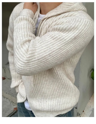striped knit cardigan