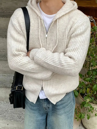 striped knit cardigan