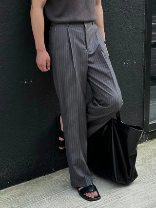 gray striped pants