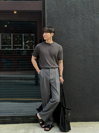 gray striped pants