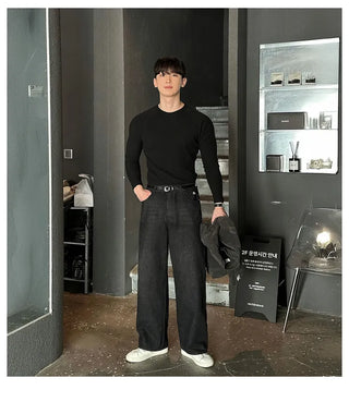 black straight jeans