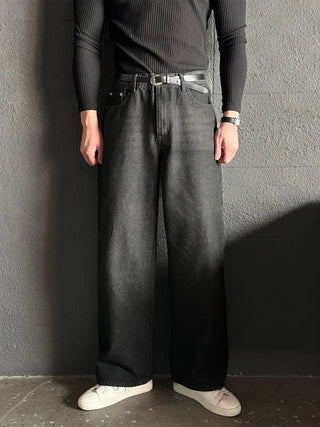 black straight jeans