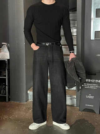 black straight jeans