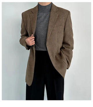 dark brown suit