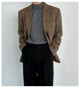 dark brown suit