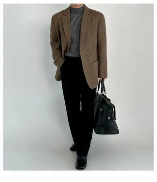 dark brown suit