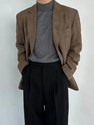 dark brown suit