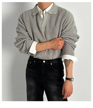 gray polo shirt