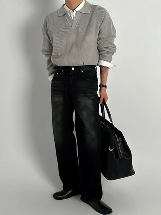 gray polo shirt