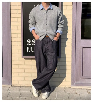 gray knit cardigan