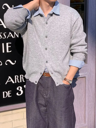 gray knit cardigan