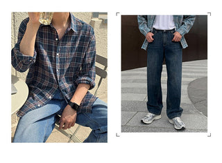 plaid long-sleeved shirt