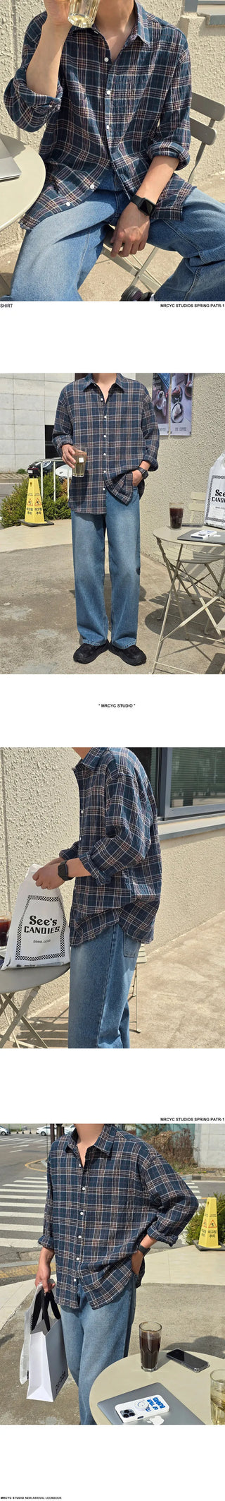 plaid long-sleeved shirt