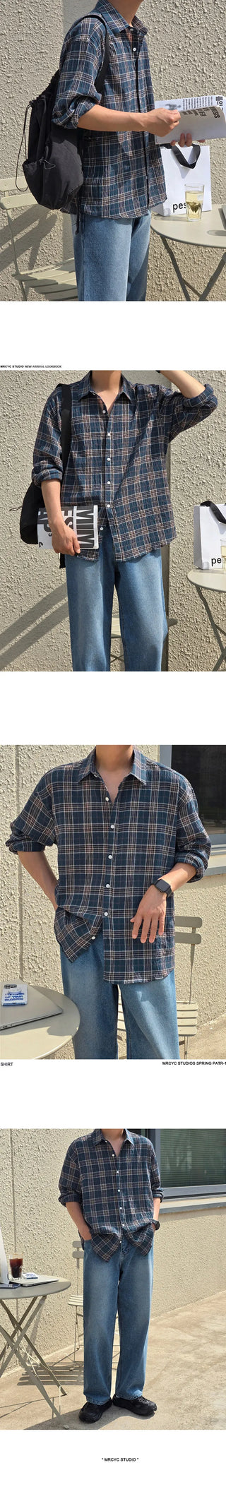 plaid long-sleeved shirt