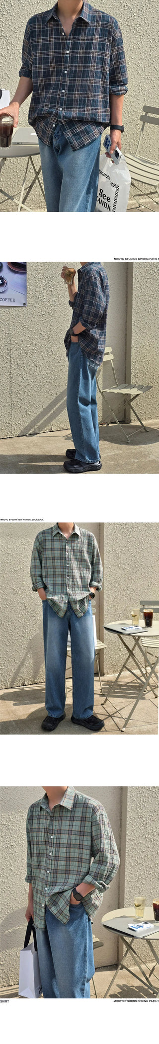 plaid long-sleeved shirt