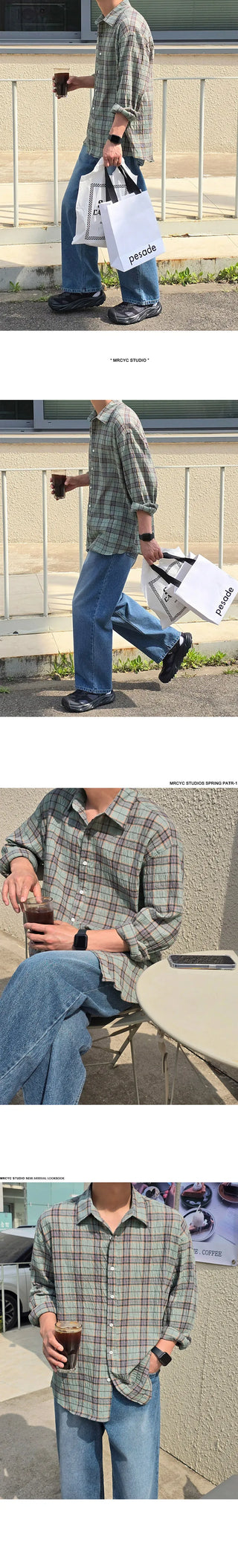 plaid long-sleeved shirt