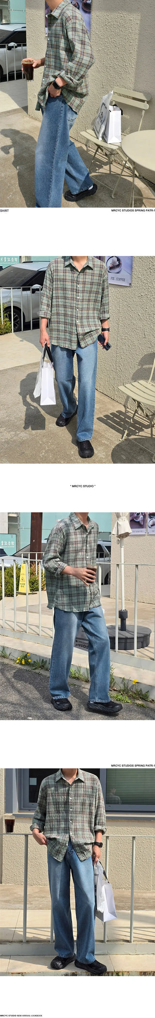 plaid long-sleeved shirt