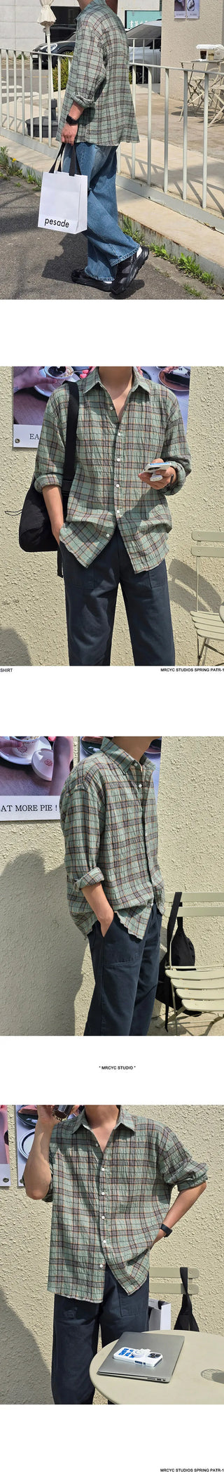 plaid long-sleeved shirt