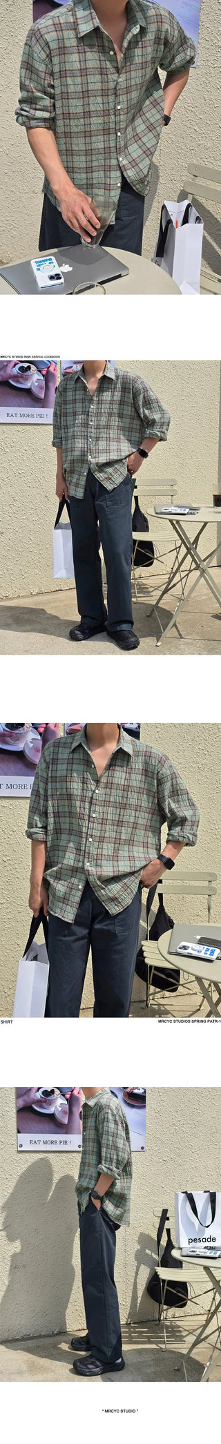 plaid long-sleeved shirt