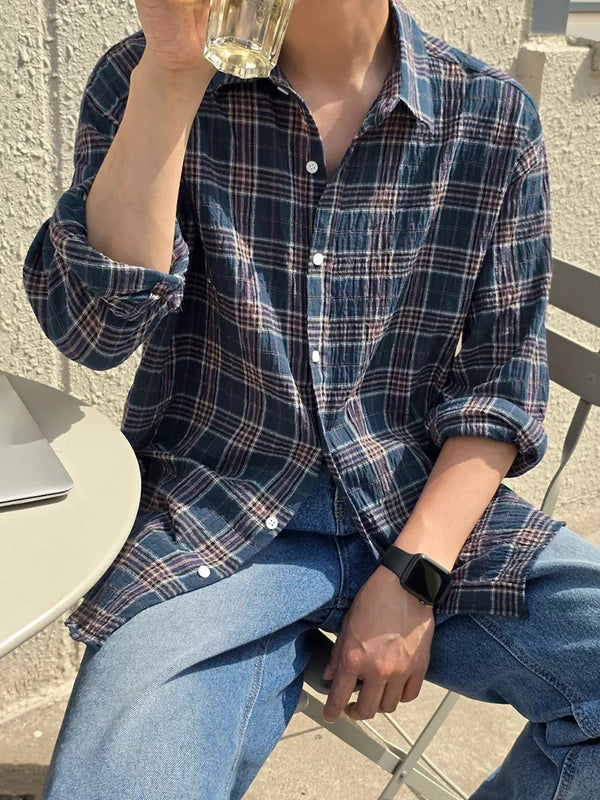 plaid long-sleeved shirt