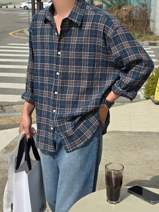 plaid long-sleeved shirt