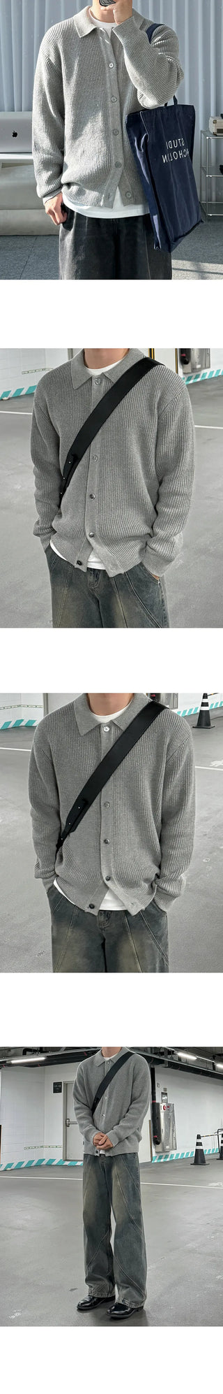 lapel knit coat