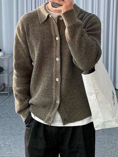 lapel knit coat