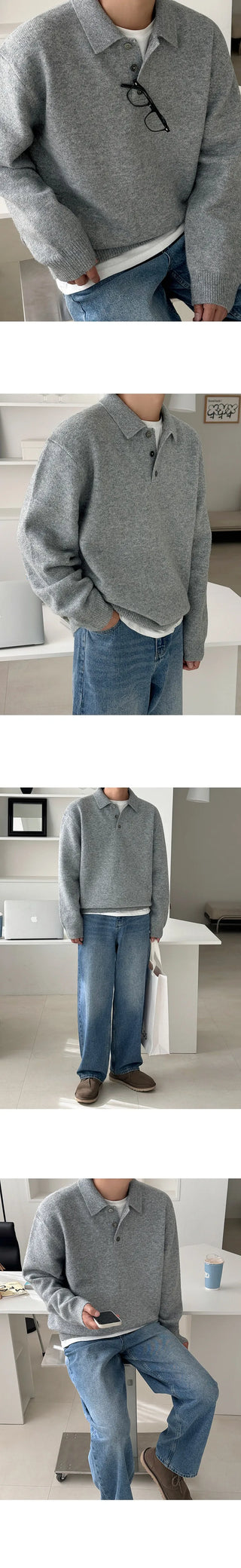 lapel thermal sweater