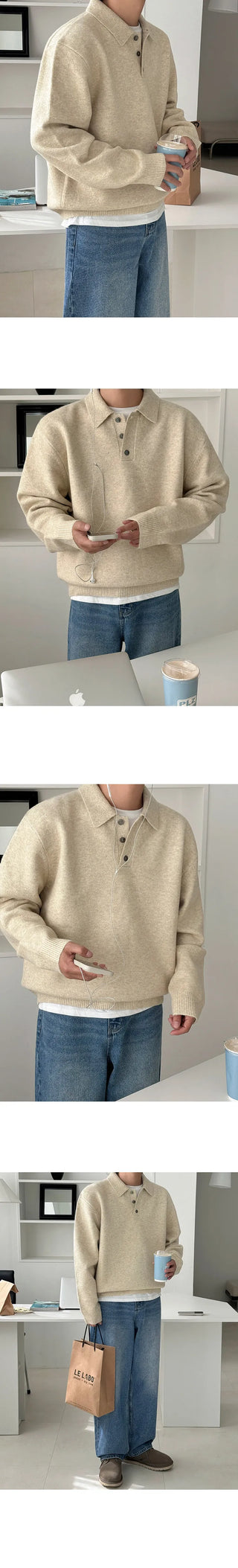 lapel thermal sweater