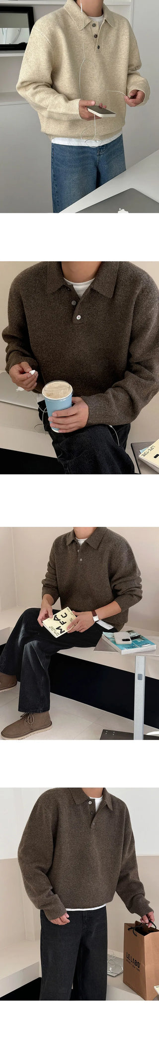 lapel thermal sweater