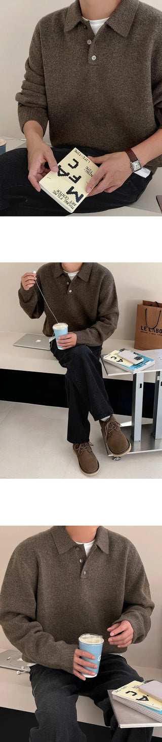 lapel thermal sweater