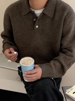 lapel thermal sweater